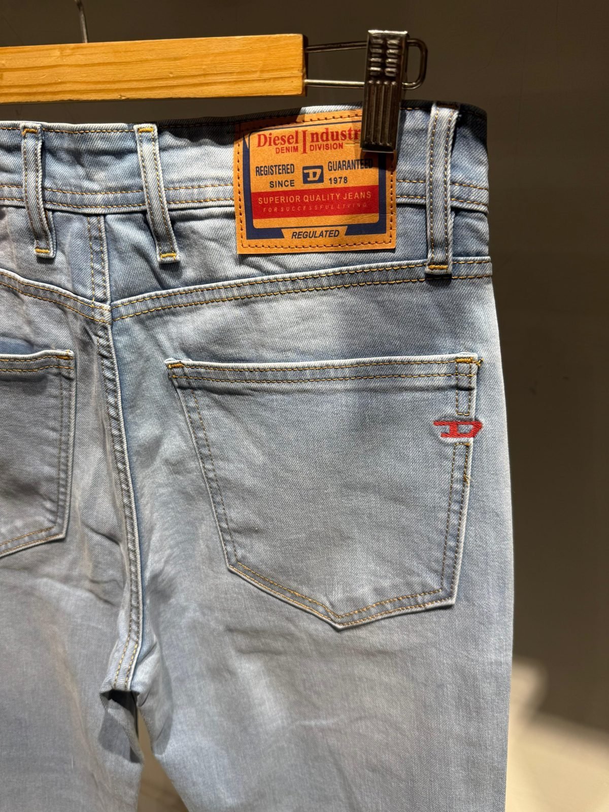 Light Blue Straight Fit Stretch Denim Jeans