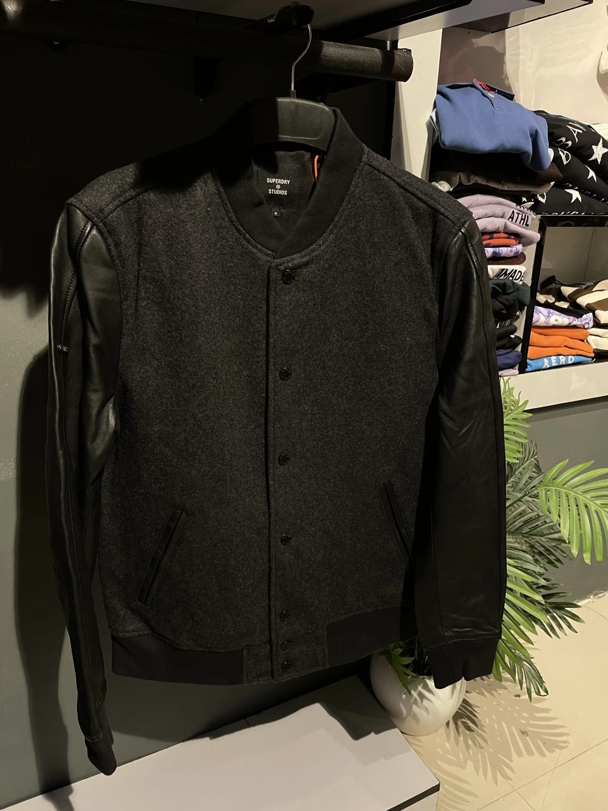Wool Blend Leather Varsity Jacket